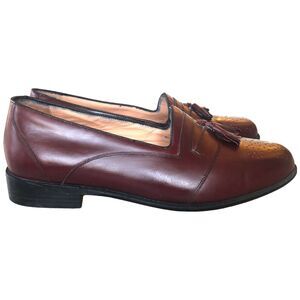 Phillip Martin‎ Burgundy Men's Casual Leather Loafer Slip-on Tassel  Size 9.5